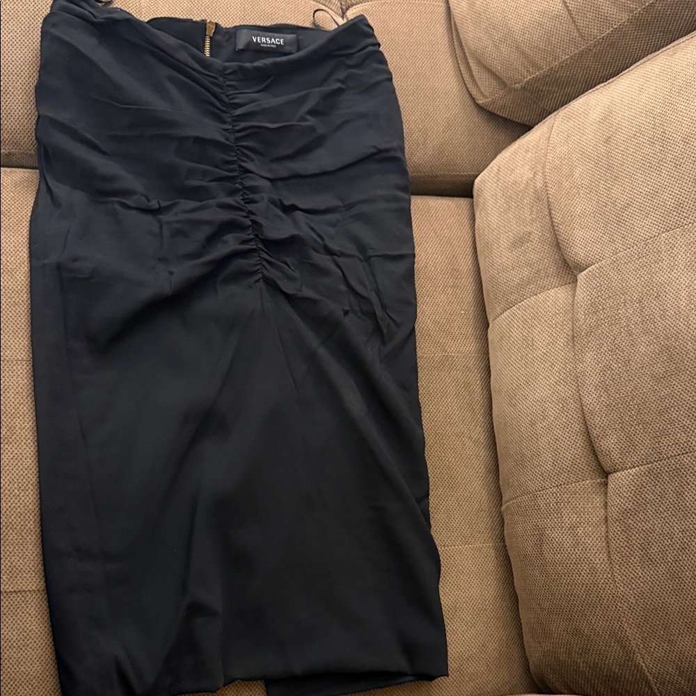 Versace Elegant Black Gathered Skirt